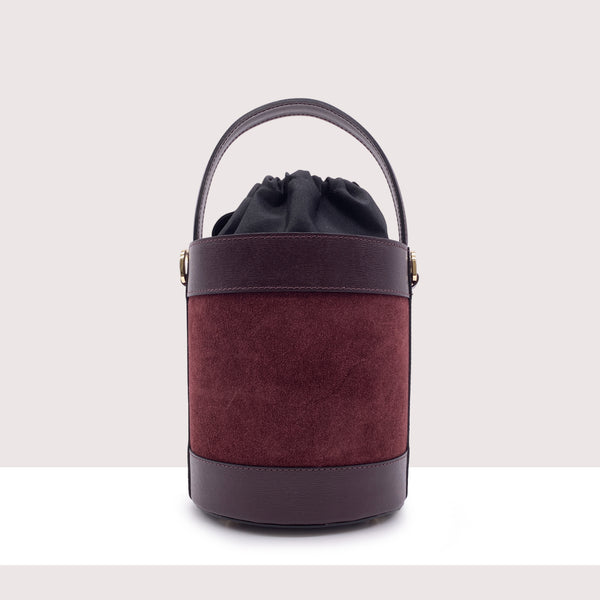 ACCRA MAXI - Secchiello rigido in camoscio e vera pelle