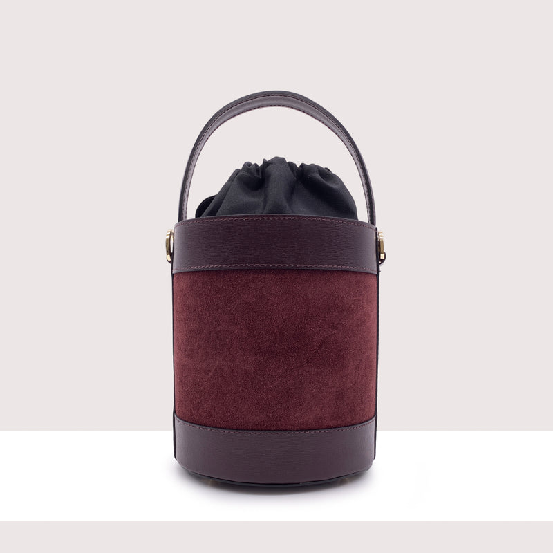 ACCRA MAXI - Secchiello rigido in camoscio e vera pelle