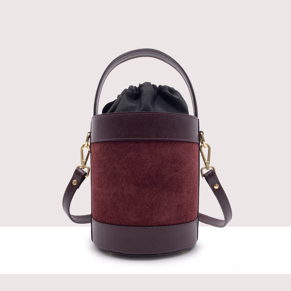 ACCRA MAXI - Secchiello rigido in camoscio e vera pelle