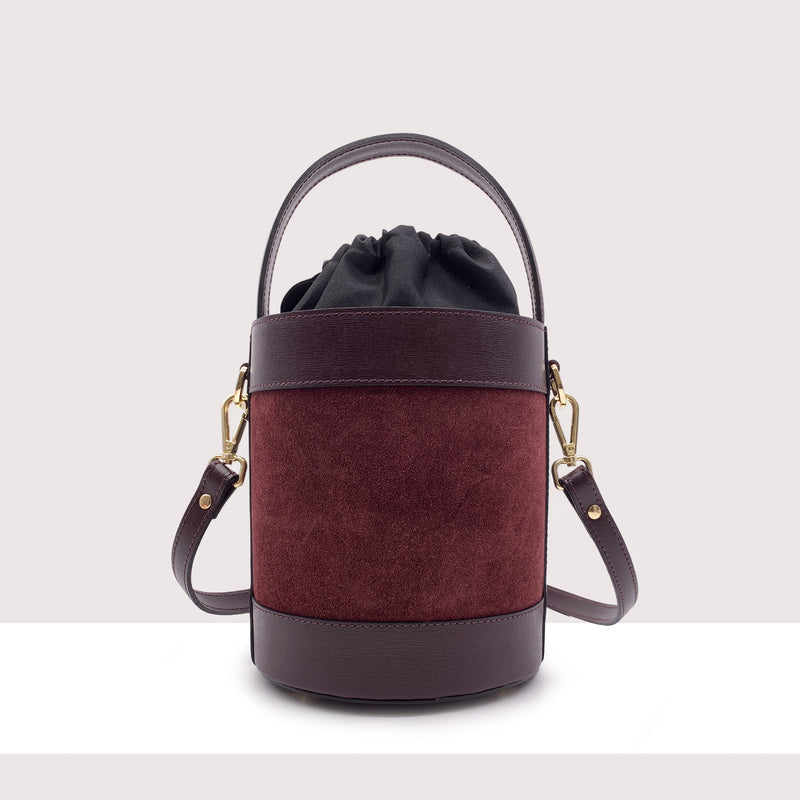 ACCRA MAXI - Secchiello rigido in camoscio e vera pelle