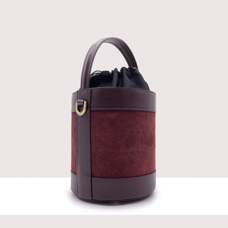 ACCRA MAXI - Secchiello rigido in camoscio e vera pelle