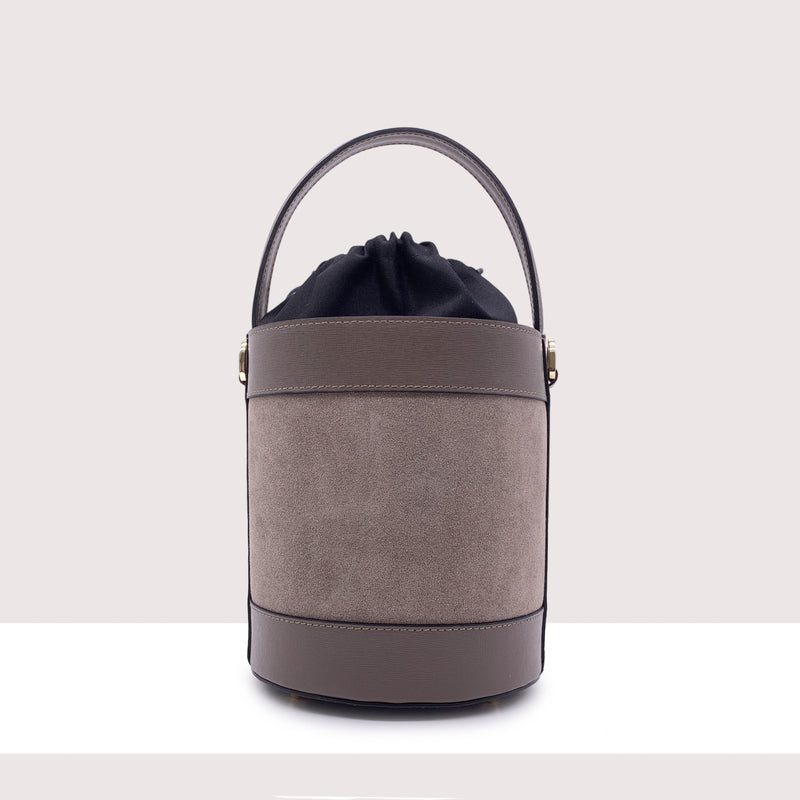 ACCRA MAXI - Secchiello rigido in camoscio e vera pelle