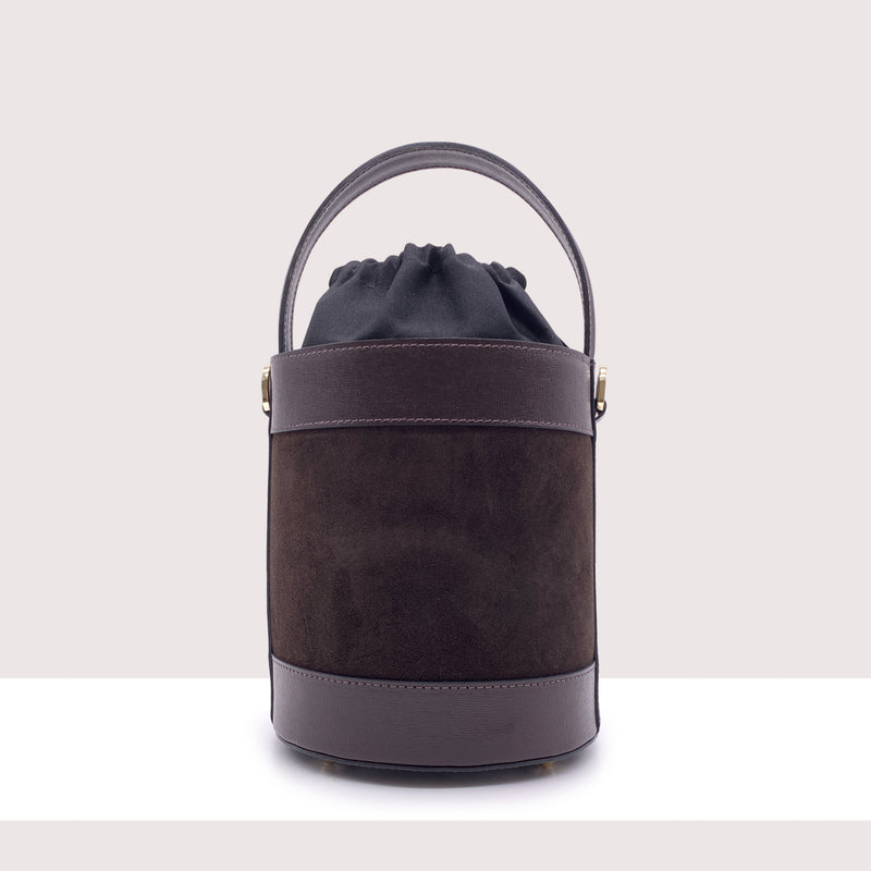 ACCRA MAXI - Secchiello rigido in camoscio e vera pelle