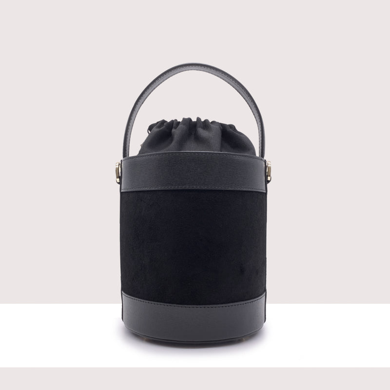 ACCRA MAXI - Secchiello rigido in camoscio e vera pelle