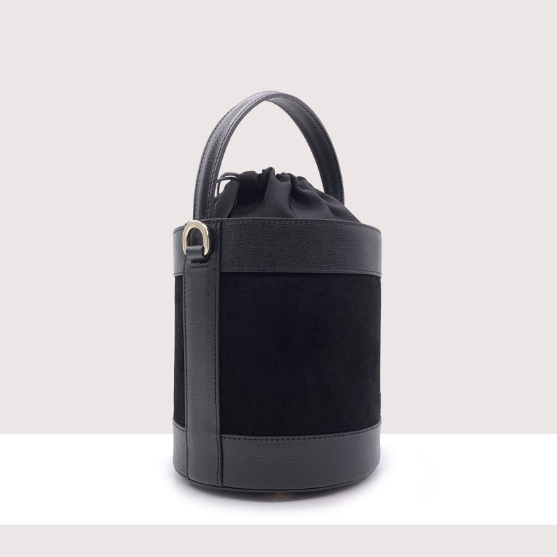 ACCRA MAXI - Secchiello rigido in camoscio e vera pelle