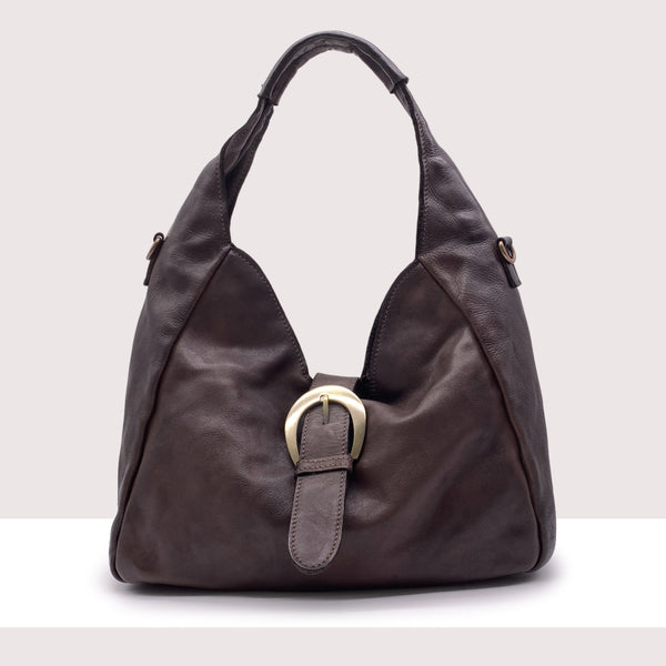 AJMAN - Borsa a spalla in vera pelle lavorazione vintage