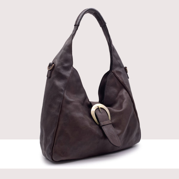 AJMAN - Borsa a spalla in vera pelle lavorazione vintage