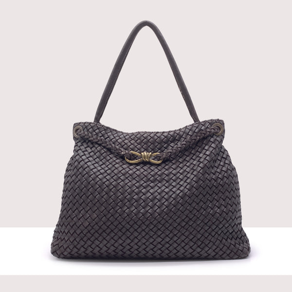 ALGERI - Borsa a spalla in vera pelle lavorazione vintage