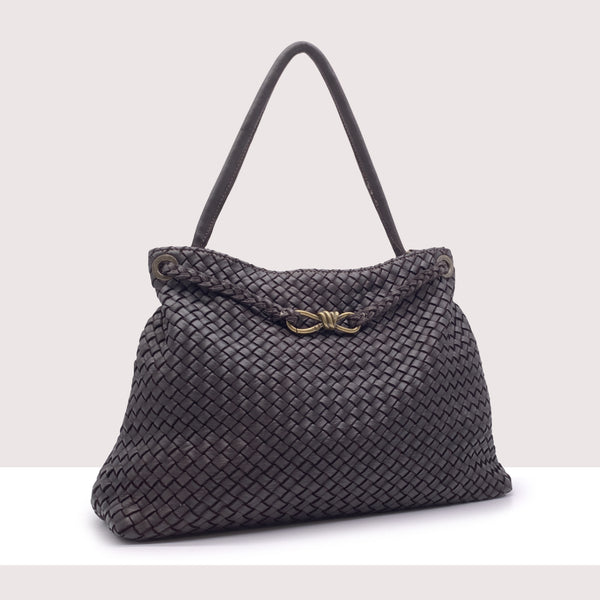 ALGERI - Borsa a spalla in vera pelle lavorazione vintage