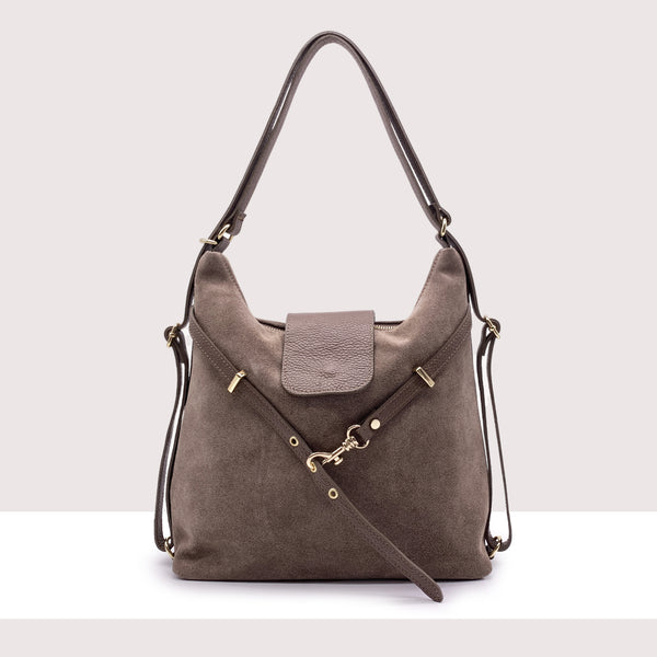 ANKARA - Borsa zaino in vero camoscio e pelle