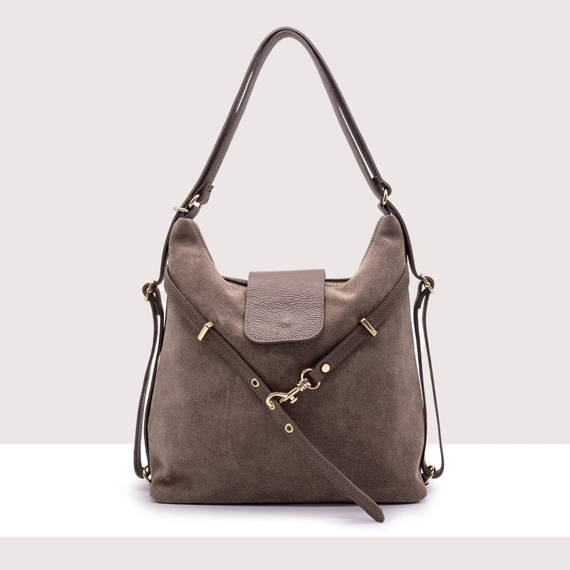 ANKARA - Borsa zaino in vero camoscio e pelle