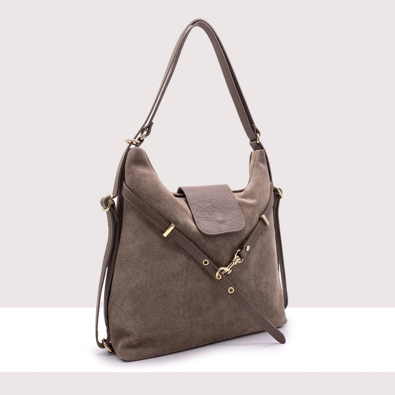 ANKARA - Borsa zaino in vero camoscio e pelle