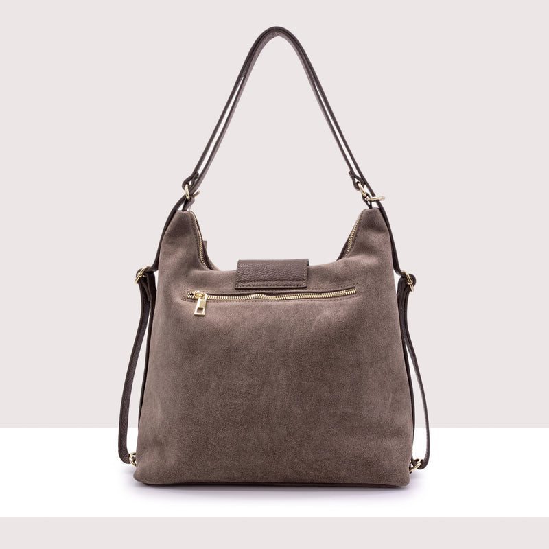 ANKARA - Borsa zaino in vero camoscio e pelle