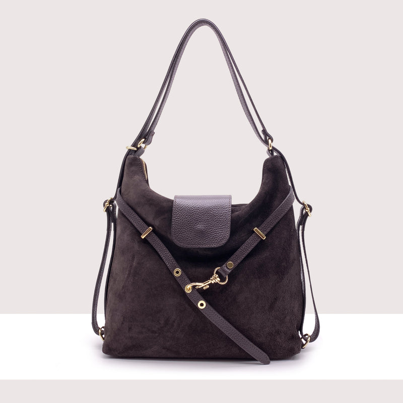 ANKARA - Borsa zaino in vero camoscio e pelle