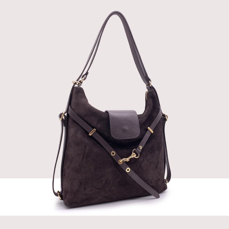 ANKARA - Borsa zaino in vero camoscio e pelle