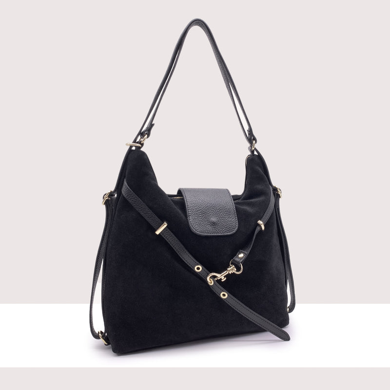 ANKARA - Borsa zaino in vero camoscio e pelle