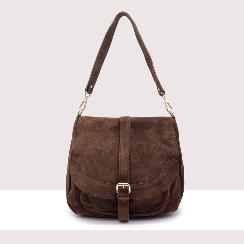 ANVERSA - Borsa a spalla con tracolla in vero camoscio