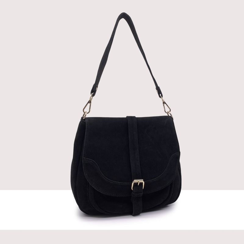 ANVERSA - Borsa a spalla con tracolla in vero camoscio