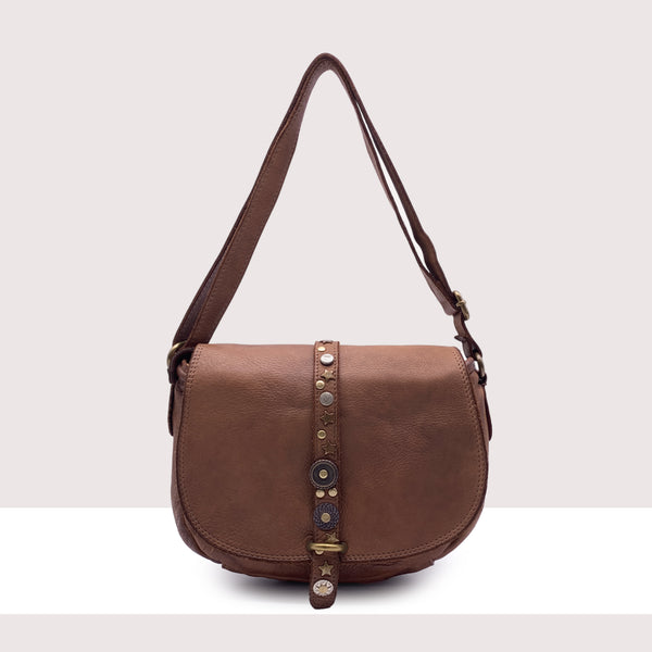 ATLANTA - Postina in vera pelle lavorazione vintage con borchie