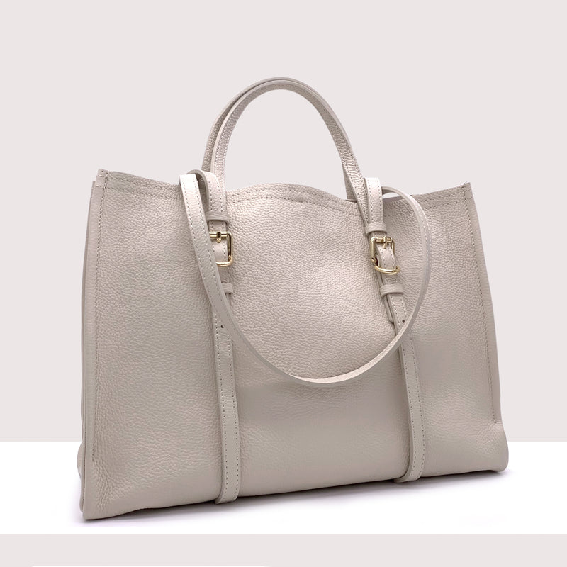 BERLINO - Borsa shopping in vera pelle con manici