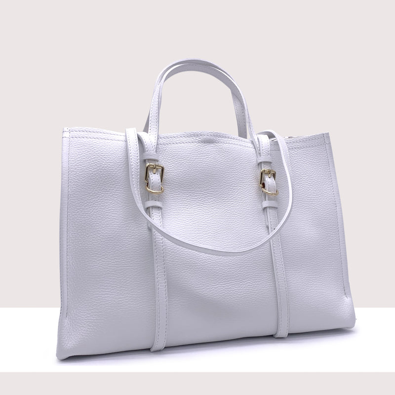 BERLINO - Borsa shopping in vera pelle con manici