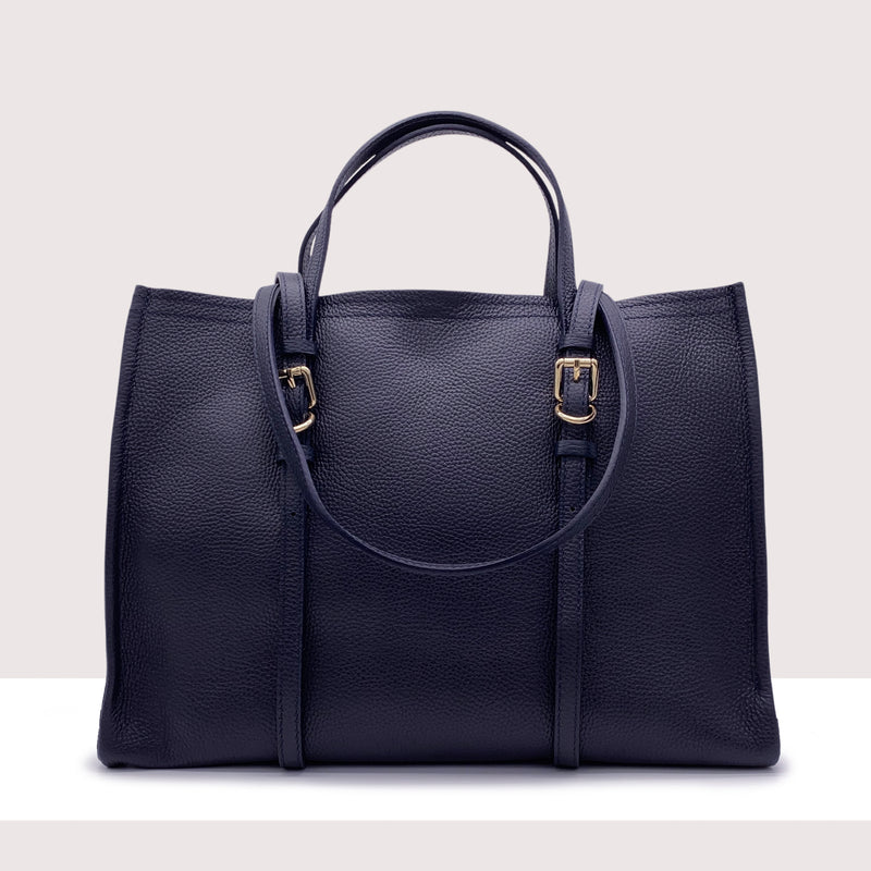 BERLINO - Borsa shopping in vera pelle con manici