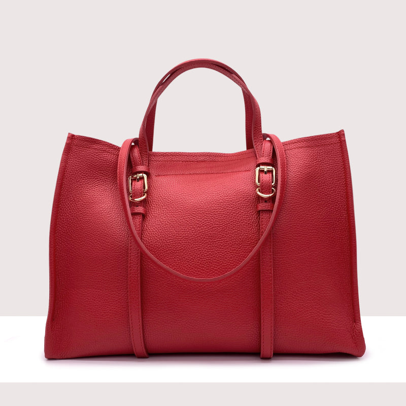 BERLINO - Borsa shopping in vera pelle con manici