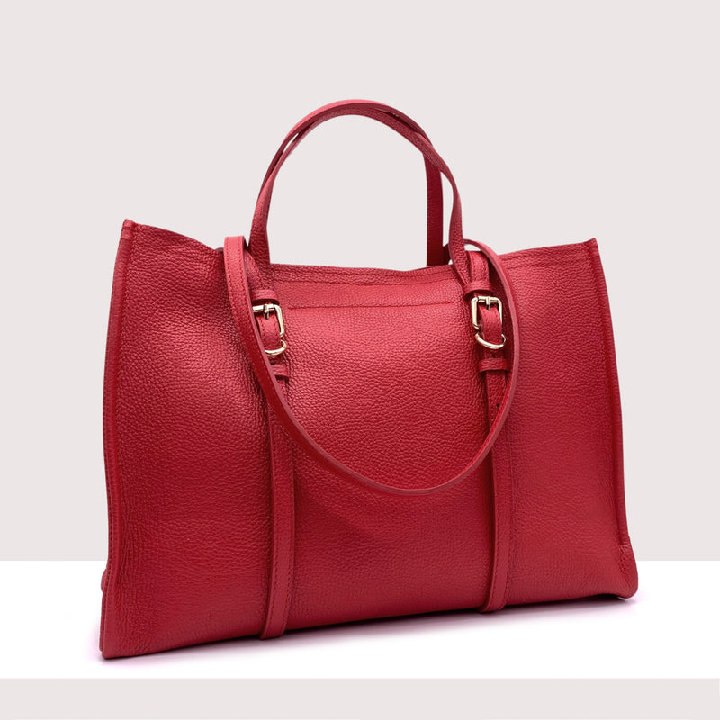 BERLINO - Borsa shopping in vera pelle con manici