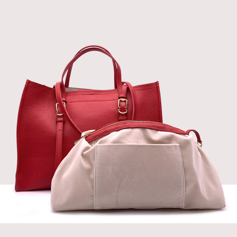 BERLINO - Borsa shopping in vera pelle con manici
