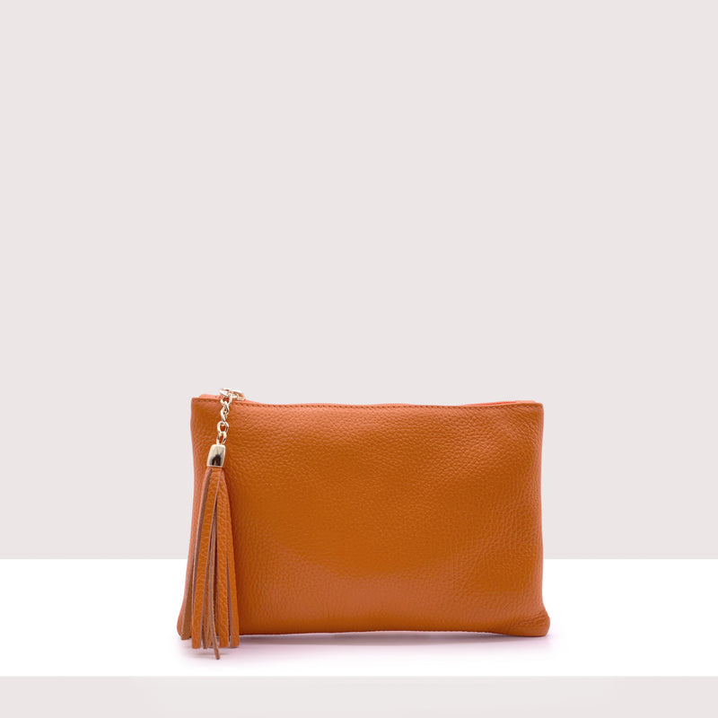 BORDEAUX - Pochette in vera pelle