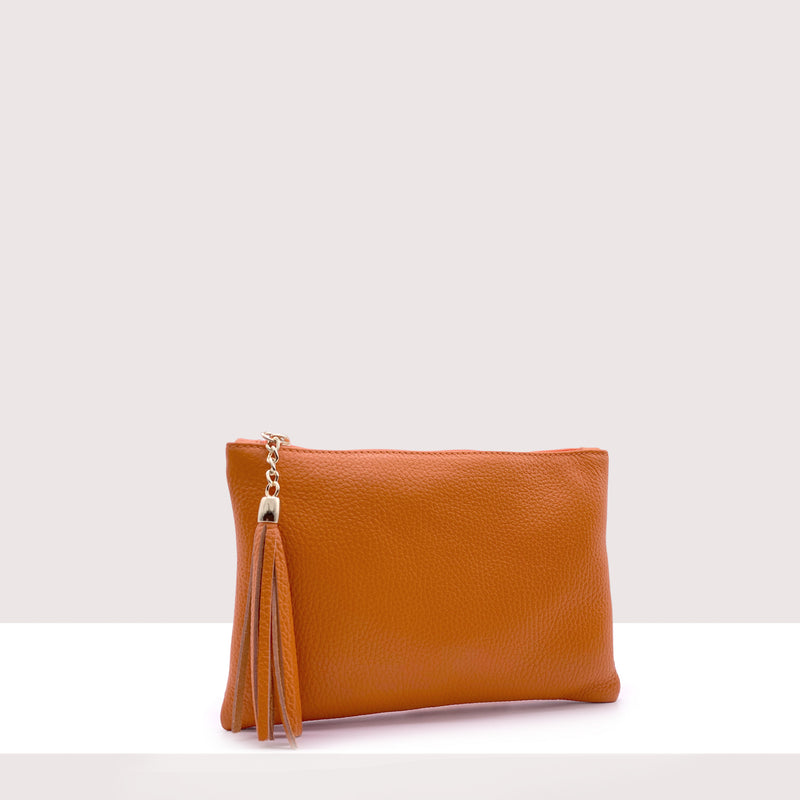 BORDEAUX - Pochette in vera pelle