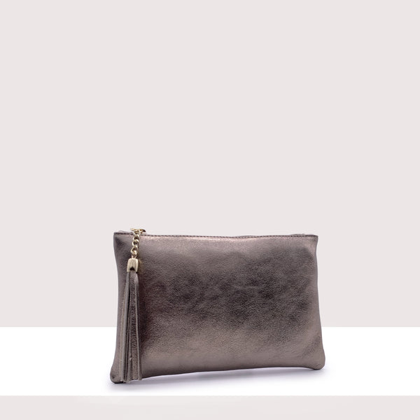 BORDEAUX - Pochette in vera pelle