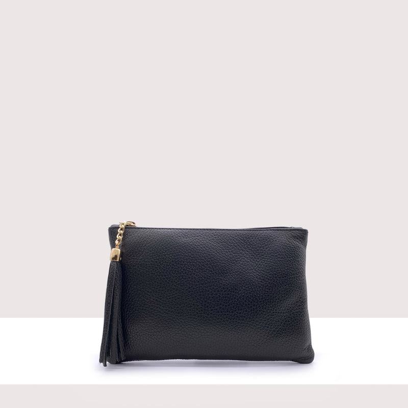 BORDEAUX - Pochette in vera pelle