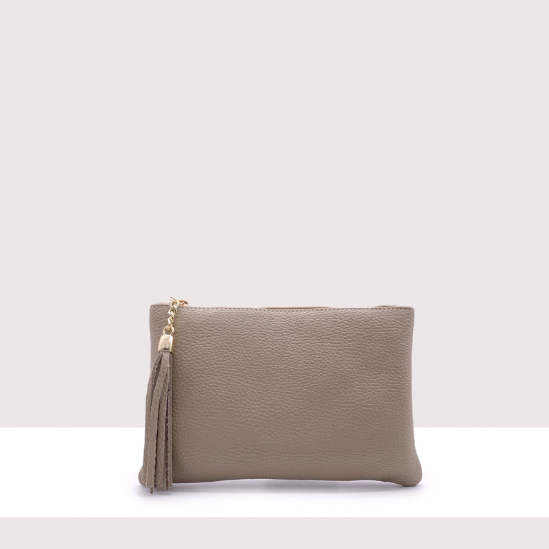 BORDEAUX - Pochette in vera pelle