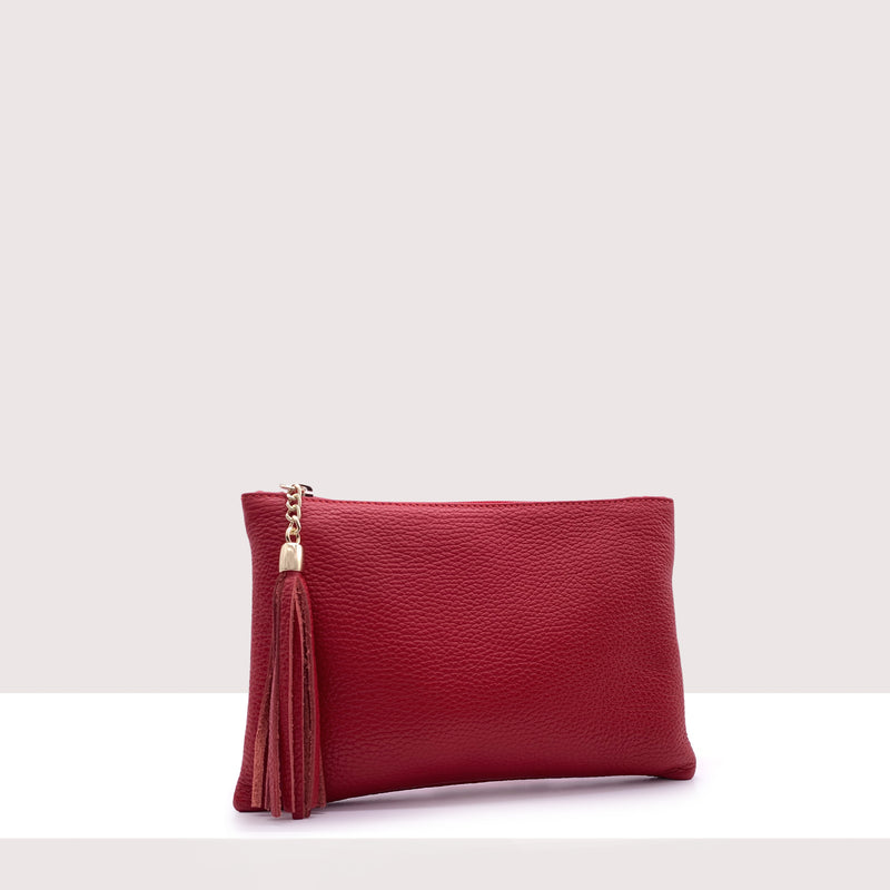 BORDEAUX - Pochette in vera pelle