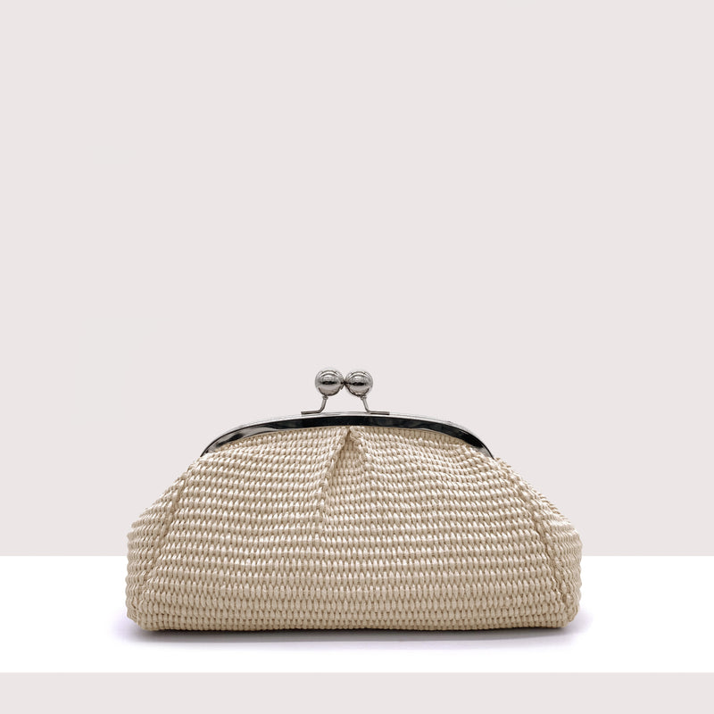 BRASILIA MINI - Clutch in rafia intrecciata a mano