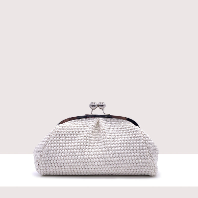 BRASILIA MINI - Clutch in rafia intrecciata a mano