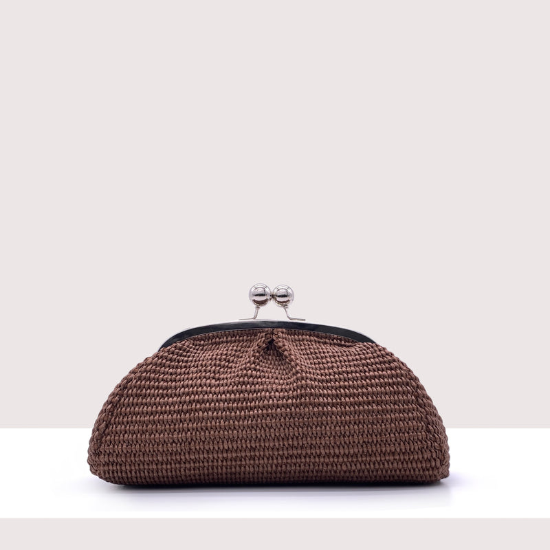 BRASILIA MINI - Clutch in rafia intrecciata a mano