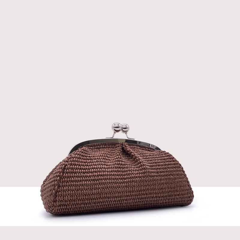 BRASILIA MINI - Clutch in rafia intrecciata a mano
