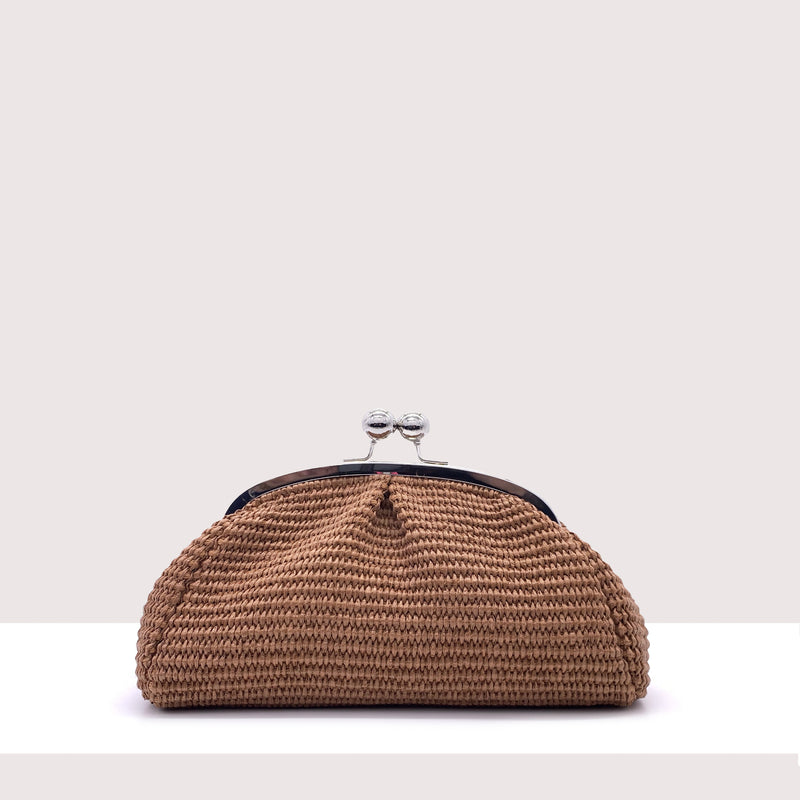 BRASILIA MINI - Clutch in rafia intrecciata a mano