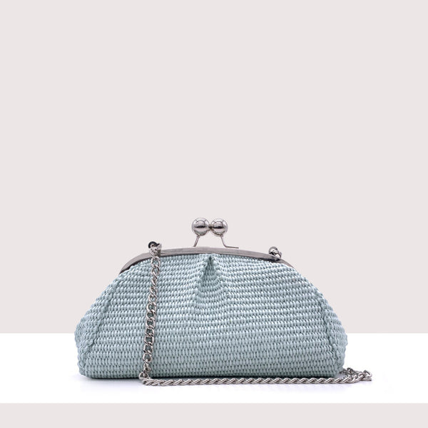 BRASILIA MINI - Clutch in rafia intrecciata a mano