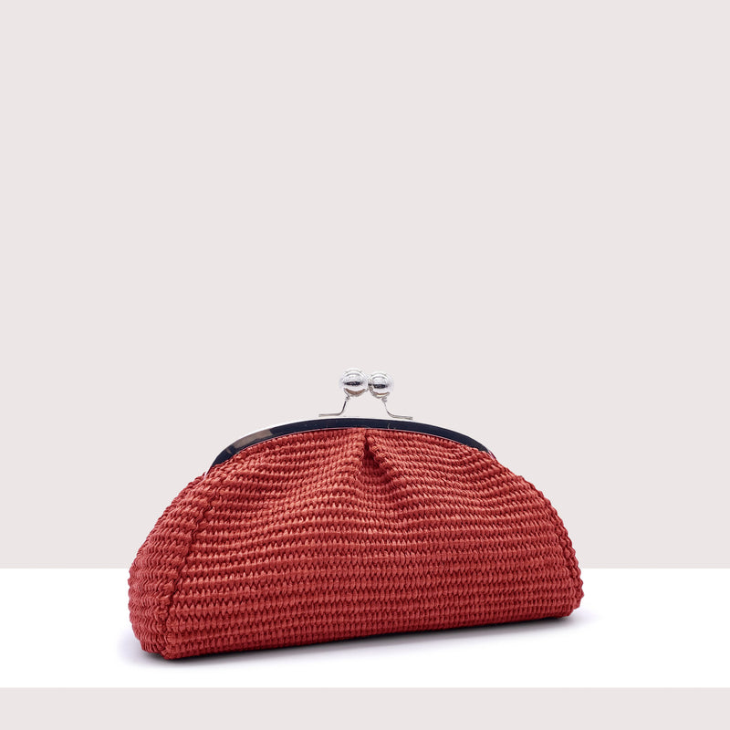 BRASILIA MINI - Clutch in rafia intrecciata a mano
