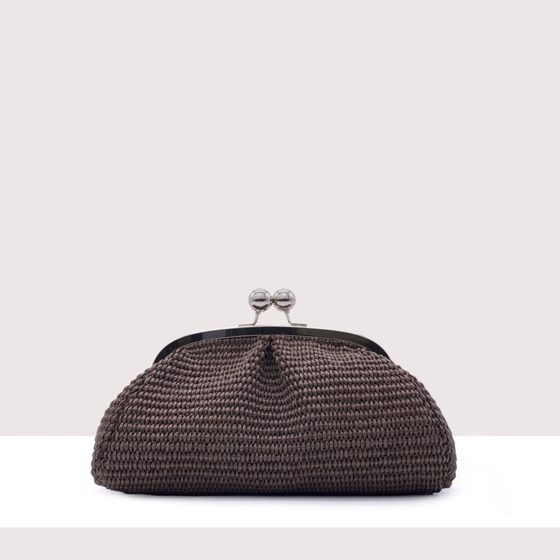 BRASILIA MINI - Clutch in rafia intrecciata a mano