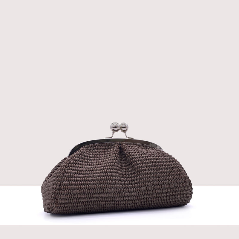 BRASILIA MINI - Clutch in rafia intrecciata a mano