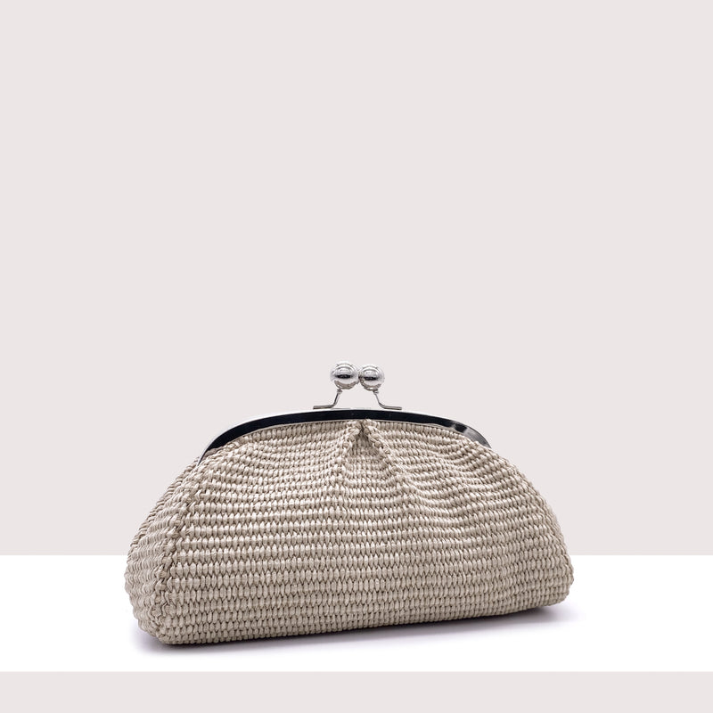 BRASILIA MINI - Clutch in rafia intrecciata a mano