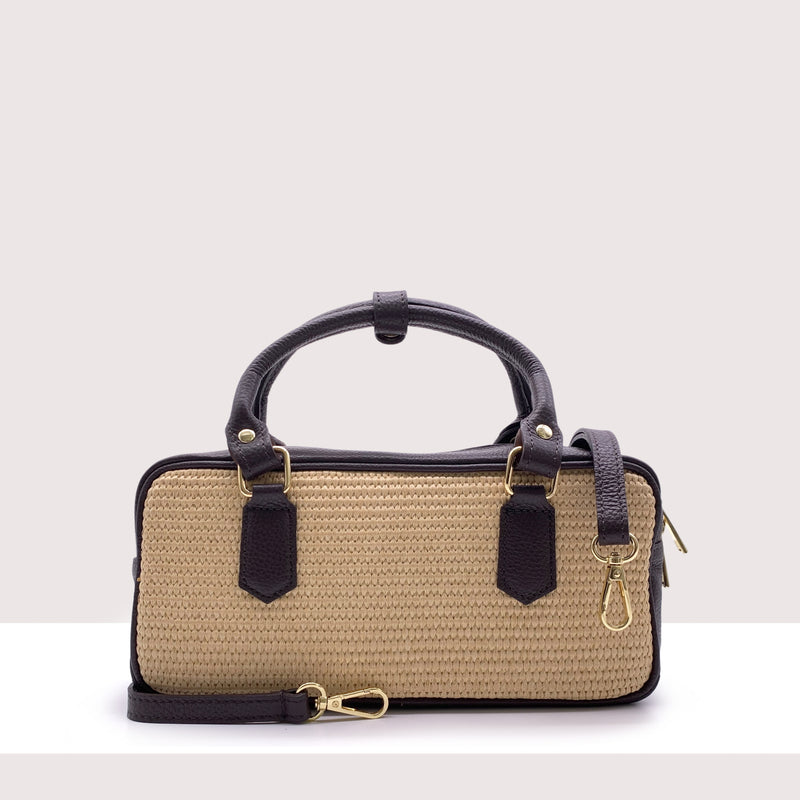 BUENOS AIRES - Bauletto in vera pelle e rafia