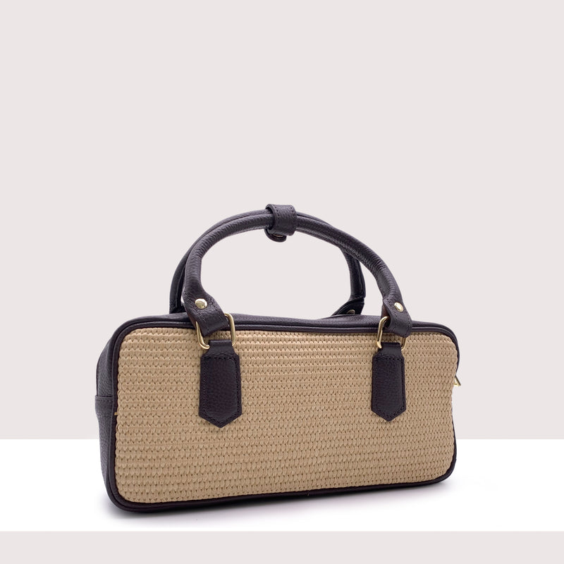 BUENOS AIRES - Bauletto in vera pelle e rafia