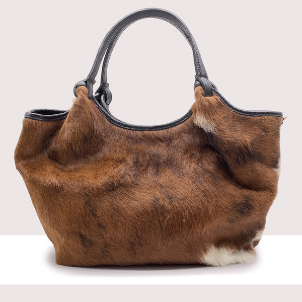 DHAKA MAXI - Shopping bag in vera pelle e cavallino
