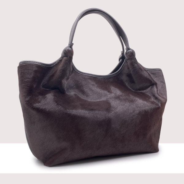 DHAKA MAXI - Shopping bag in vera pelle e cavallino