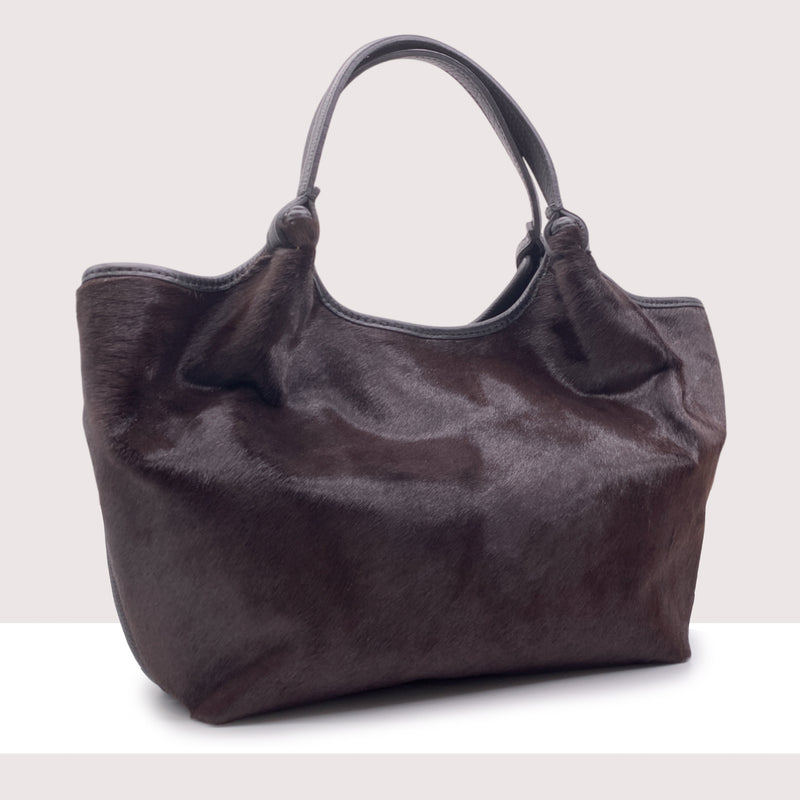 DHAKA MAXI - Shopping bag in vera pelle e cavallino